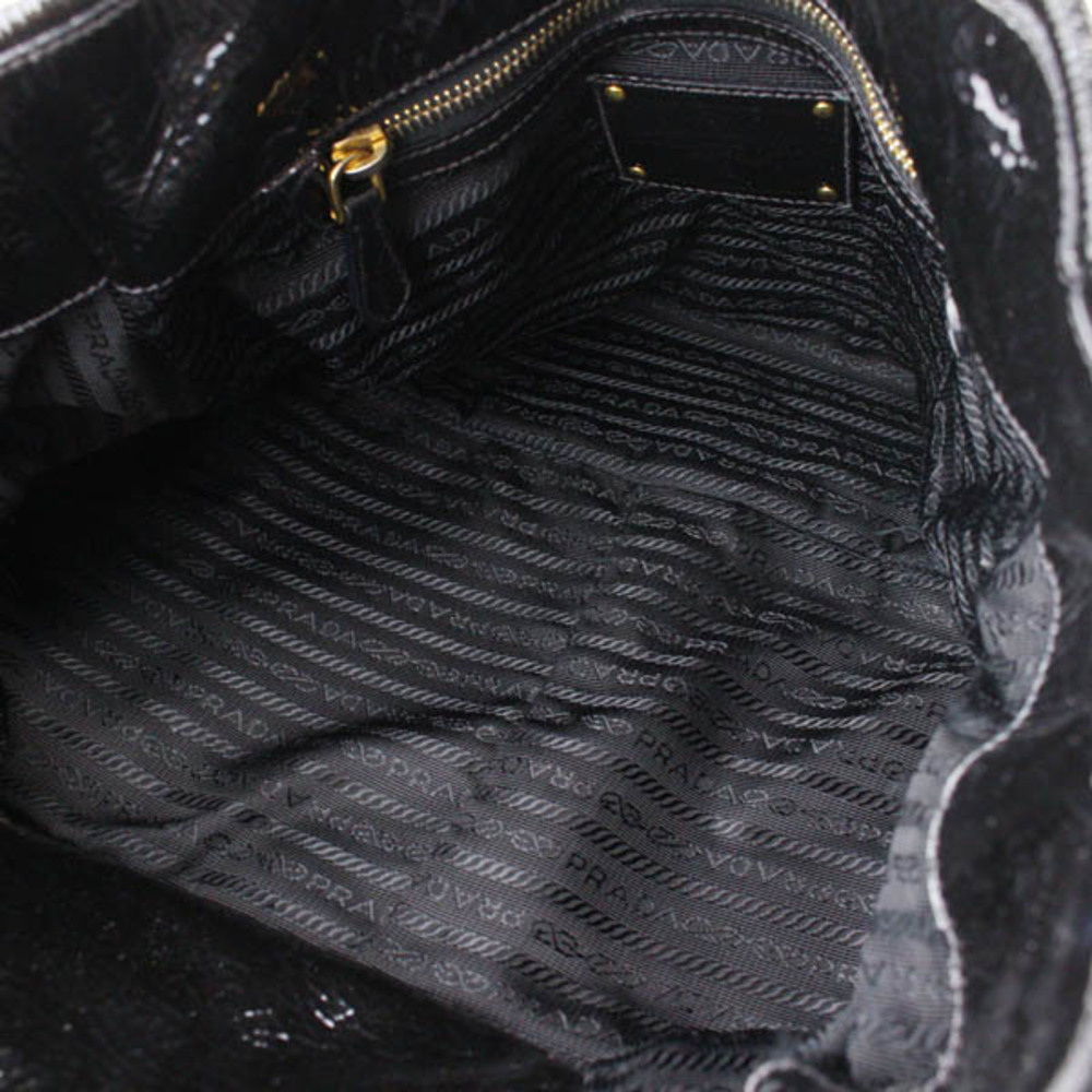Prada Pocono Tote Ladies Shoulder Bag Nylon X Enamel Black - Picture 7 of 9